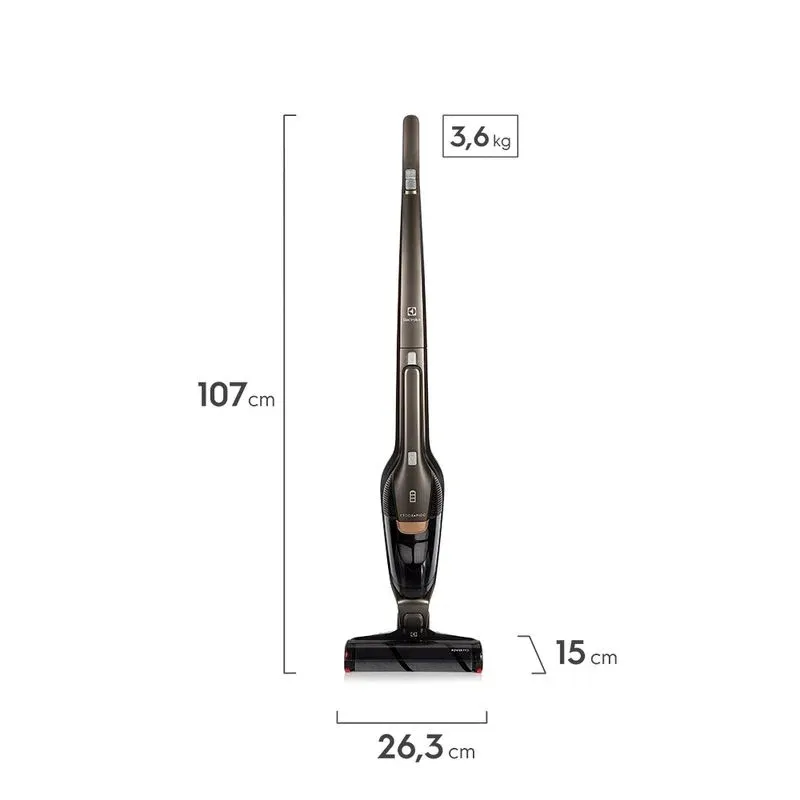 Aspirador de Pó Vertical Sem Fio Electrolux Ergorapido 2 em 1 Pisos Frios até 45 min Bronze (ERG27)