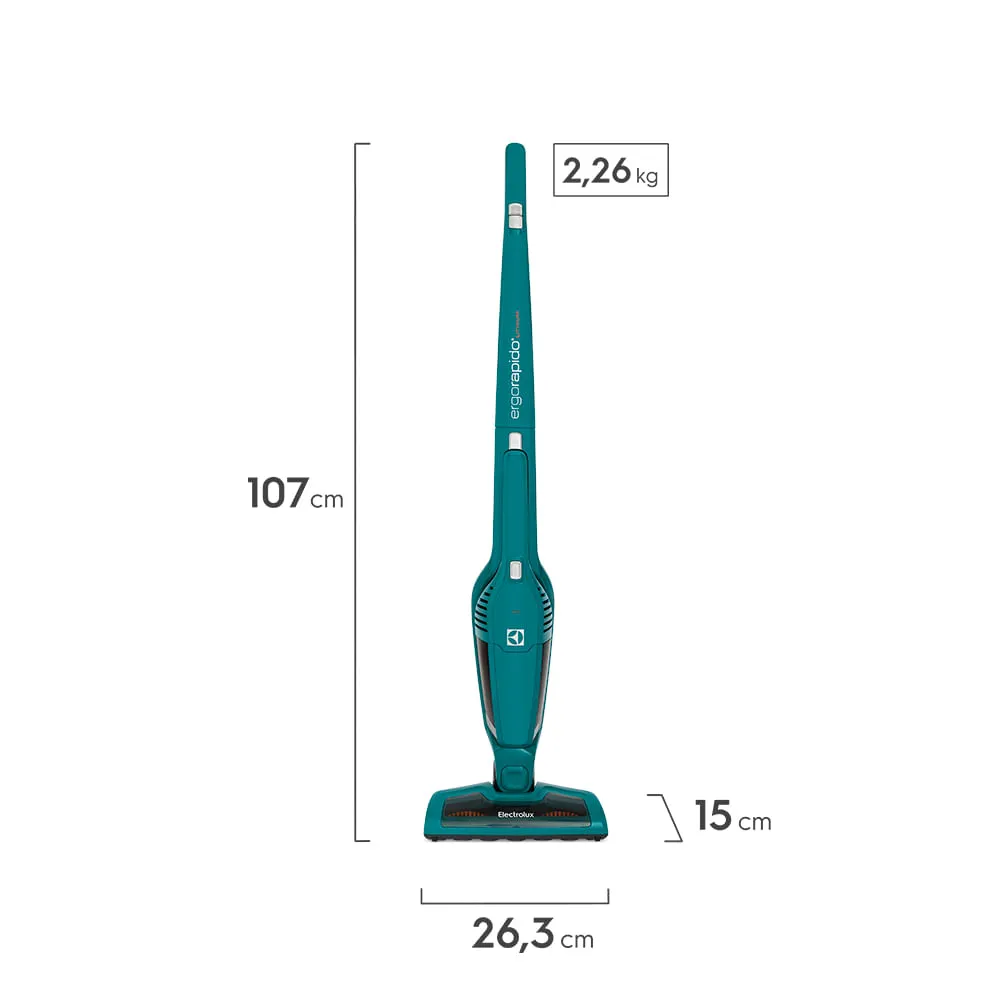 Aspirador de Pó Vertical Sem Fio Electrolux Ergorapido 2 em 1 até 21 min Verde (ERG22)
