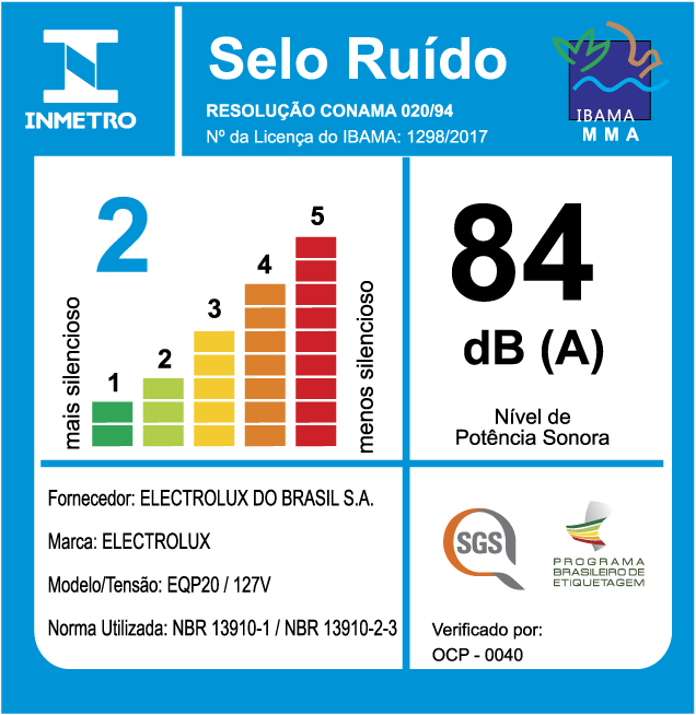 Aspirador de Pó com Saco Electrolux 1800W filtro HEPA Equipt com Tubo Metálico Azul (EQP20)