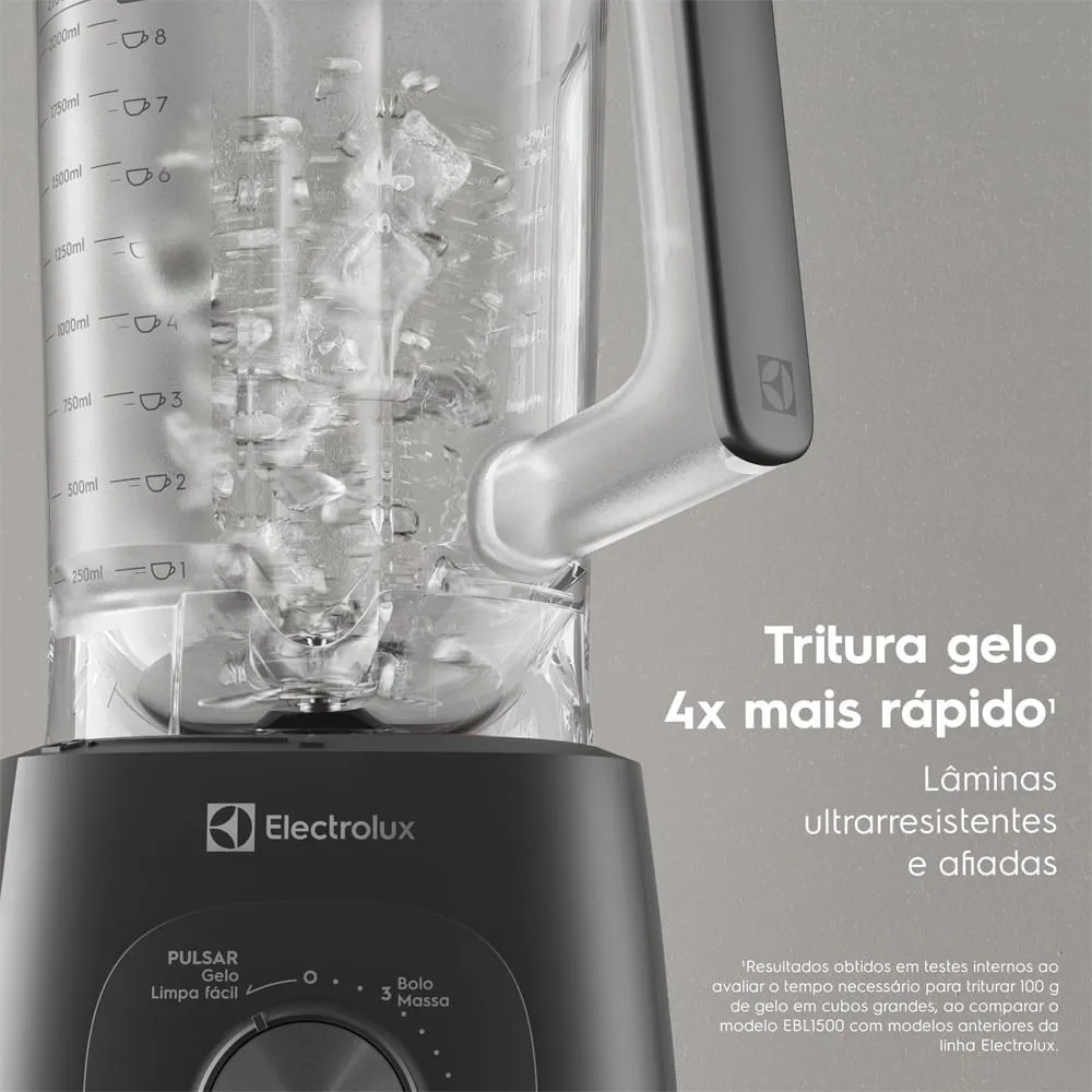 Liquidificador Electrolux 1500W 3.2L Efficient TriForce 15 Velocidades Cinza (EBL1500)