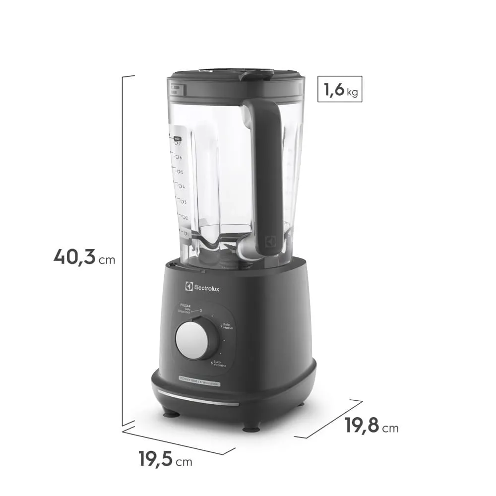 Liquidificador Electrolux 1000W 2.7L Efficient TriForce 5 Velocidades Cinza (EBL1000)