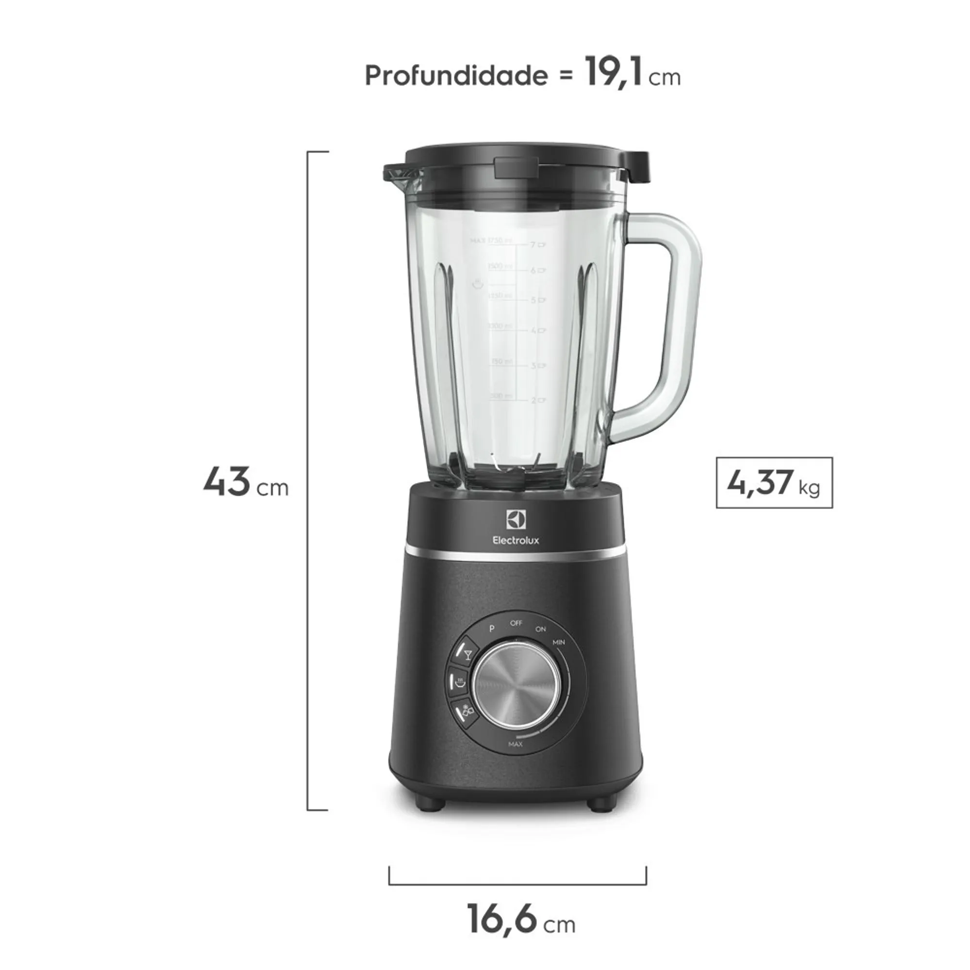 Liquidificador Electrolux 1200w 1,75L Expert com Copo de Vidro e Tecnologia TruFlow Power System Preto (BLP70)