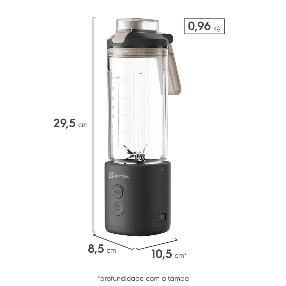 Liquidificador Portátil Sem Fio Electrolux 120W Experience Preto Carregamento USB (BSE40)