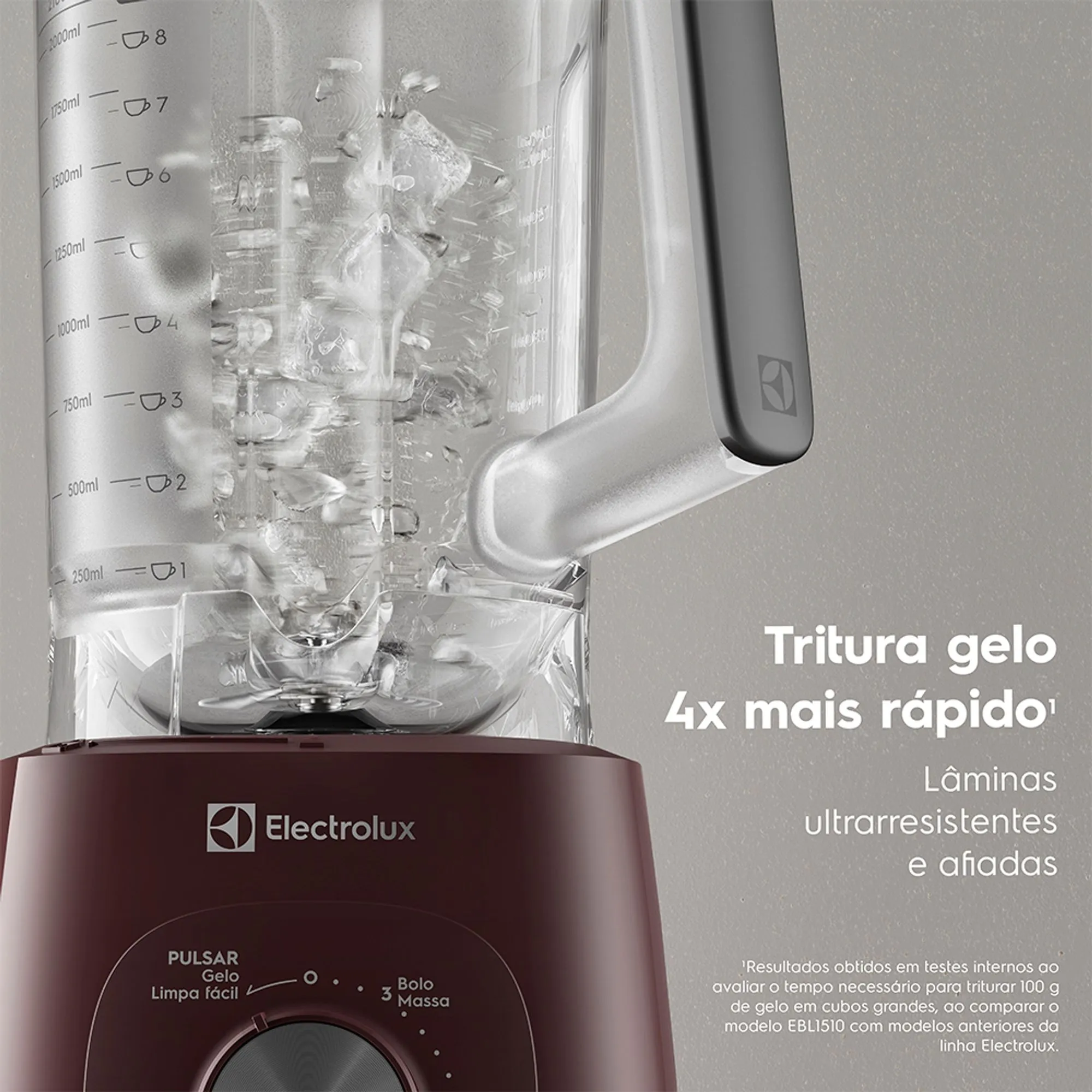 Liquidificador Electrolux 1500W 3.2L Efficient Tri Force 15 Velocidades Vermelho (EBL1510)