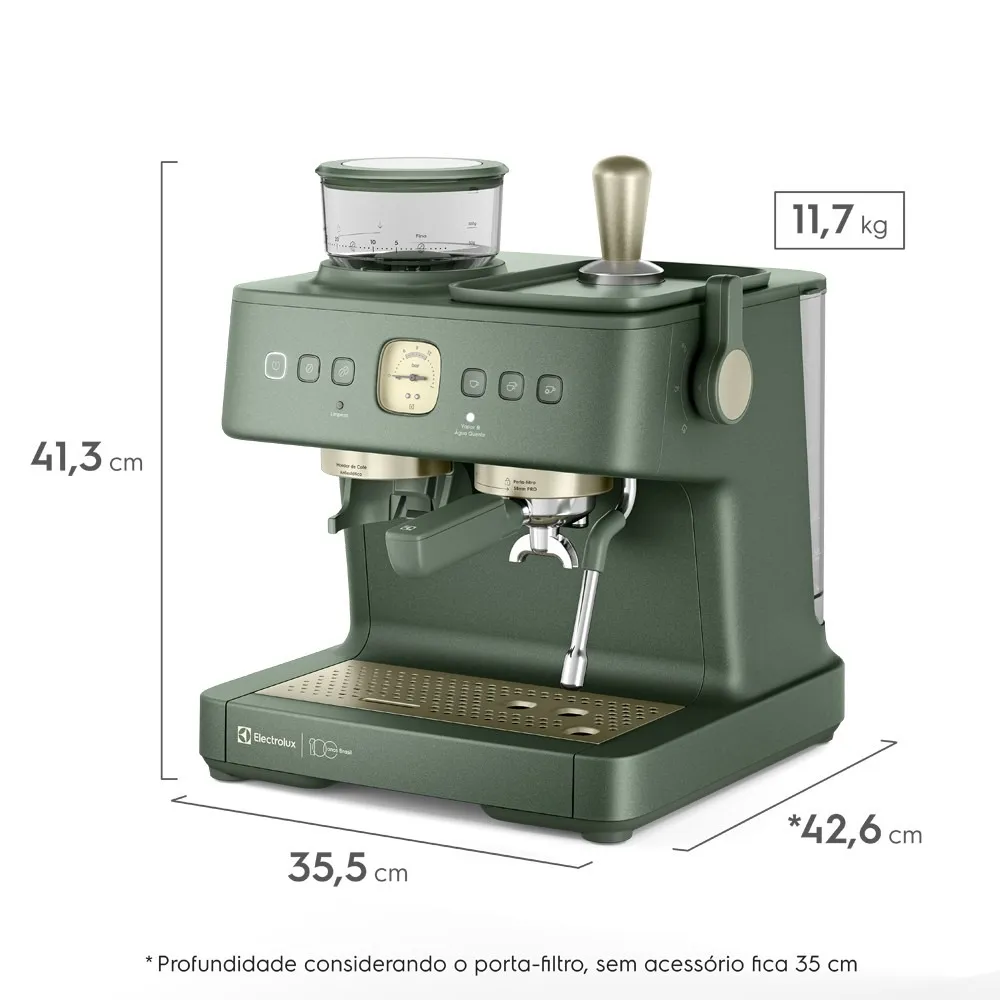 Cafeteira Espresso Electrolux Verde Moedor Integrado Linha 100 anos Celebre Rituais (ECM95)
