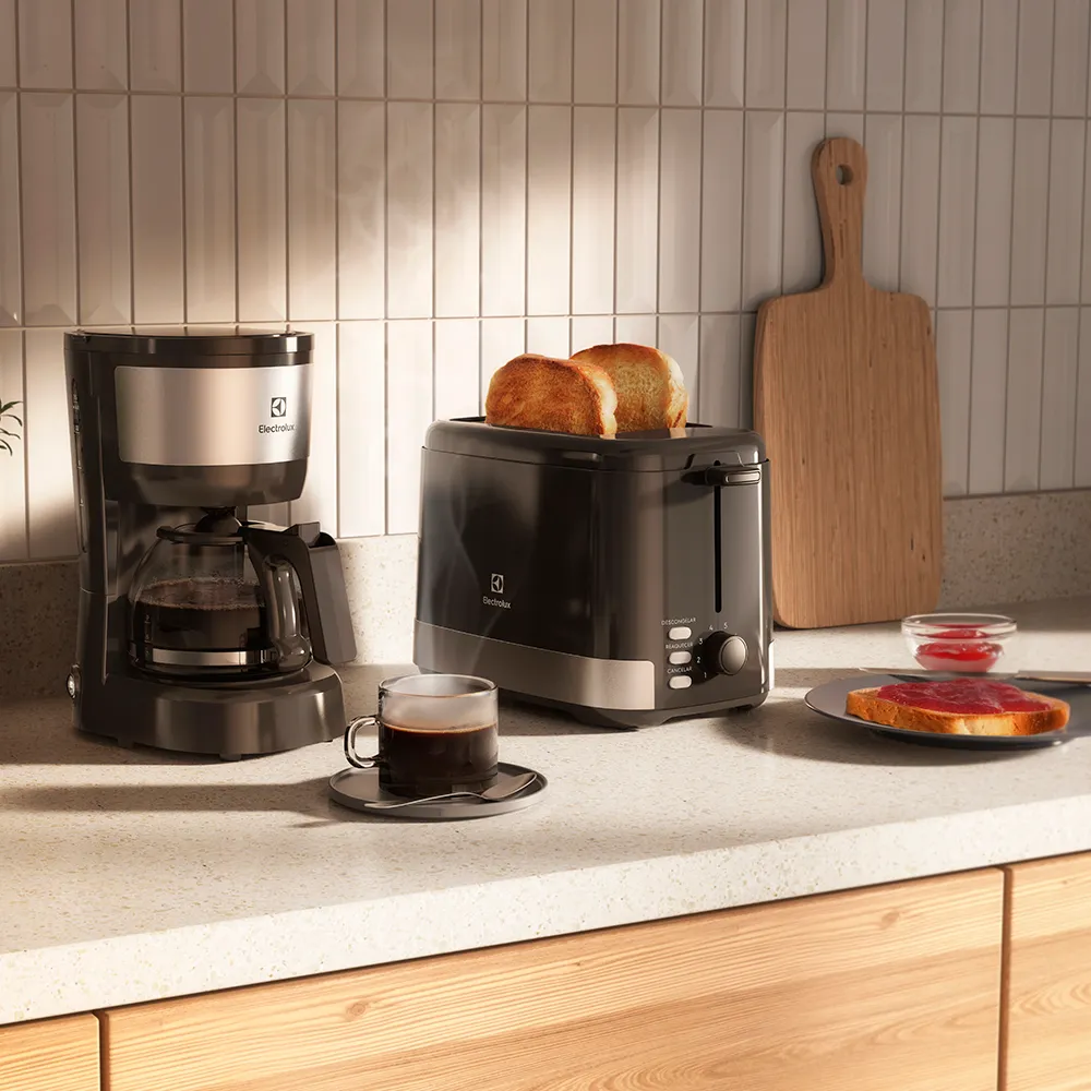 Kit Cafeteira 15 Xícaras e Torradeira Elétrica 8 Níveis Electrolux Efficient Inox (ECT10)
