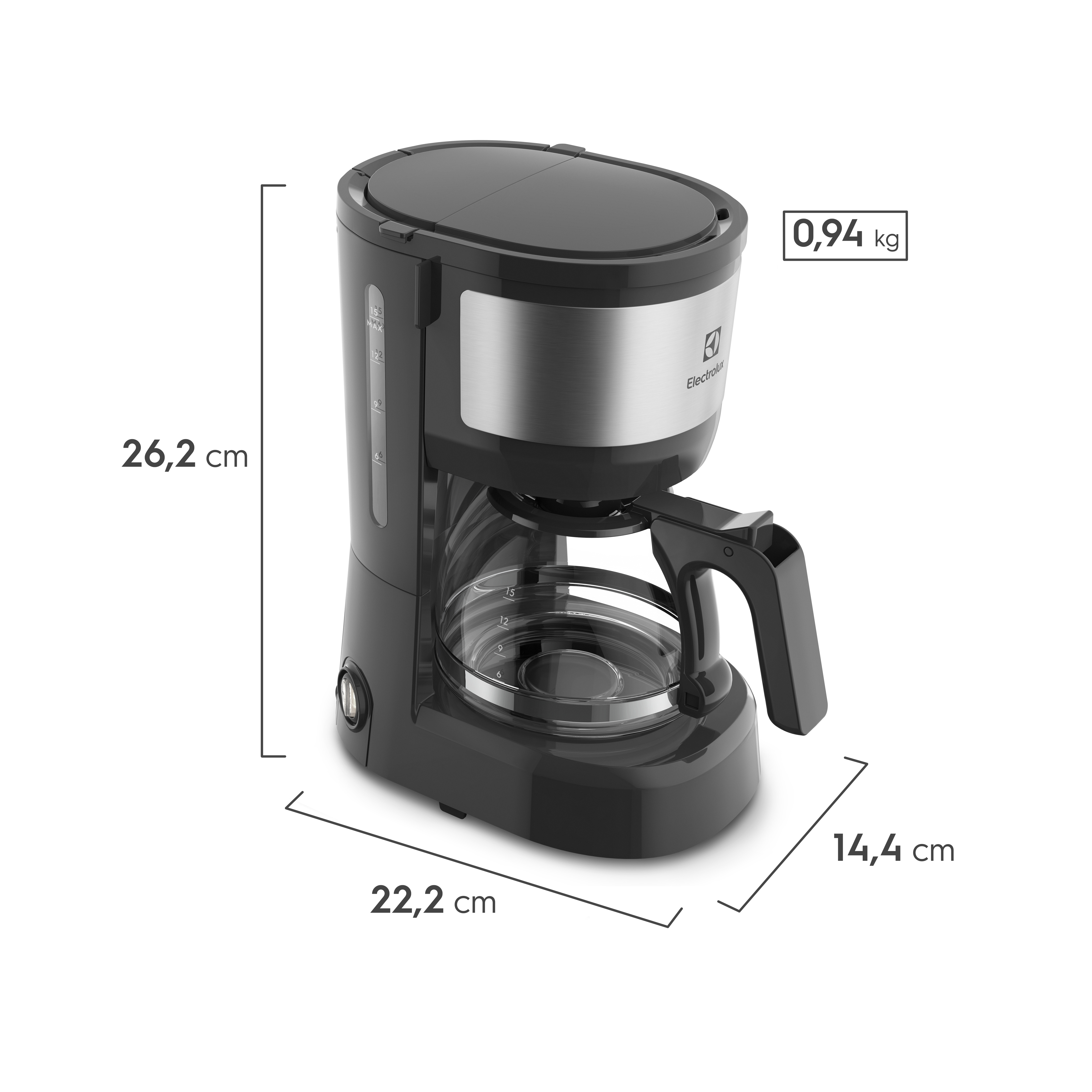 Kit Cafeteira 15 Xícaras e Torradeira Elétrica 8 Níveis Electrolux Efficient Inox (ECT10)