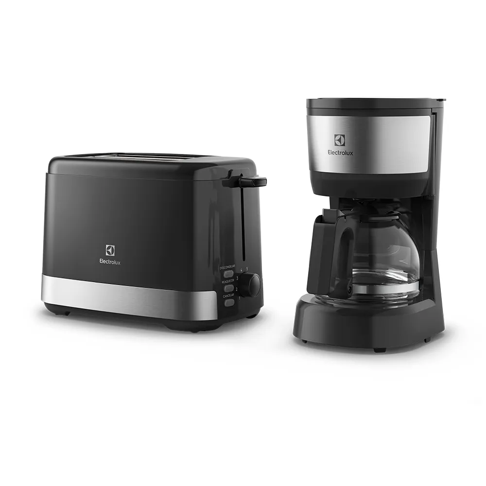 Kit Cafeteira 15 Xícaras e Torradeira Elétrica 8 Níveis Electrolux Efficient Inox (ECT10)