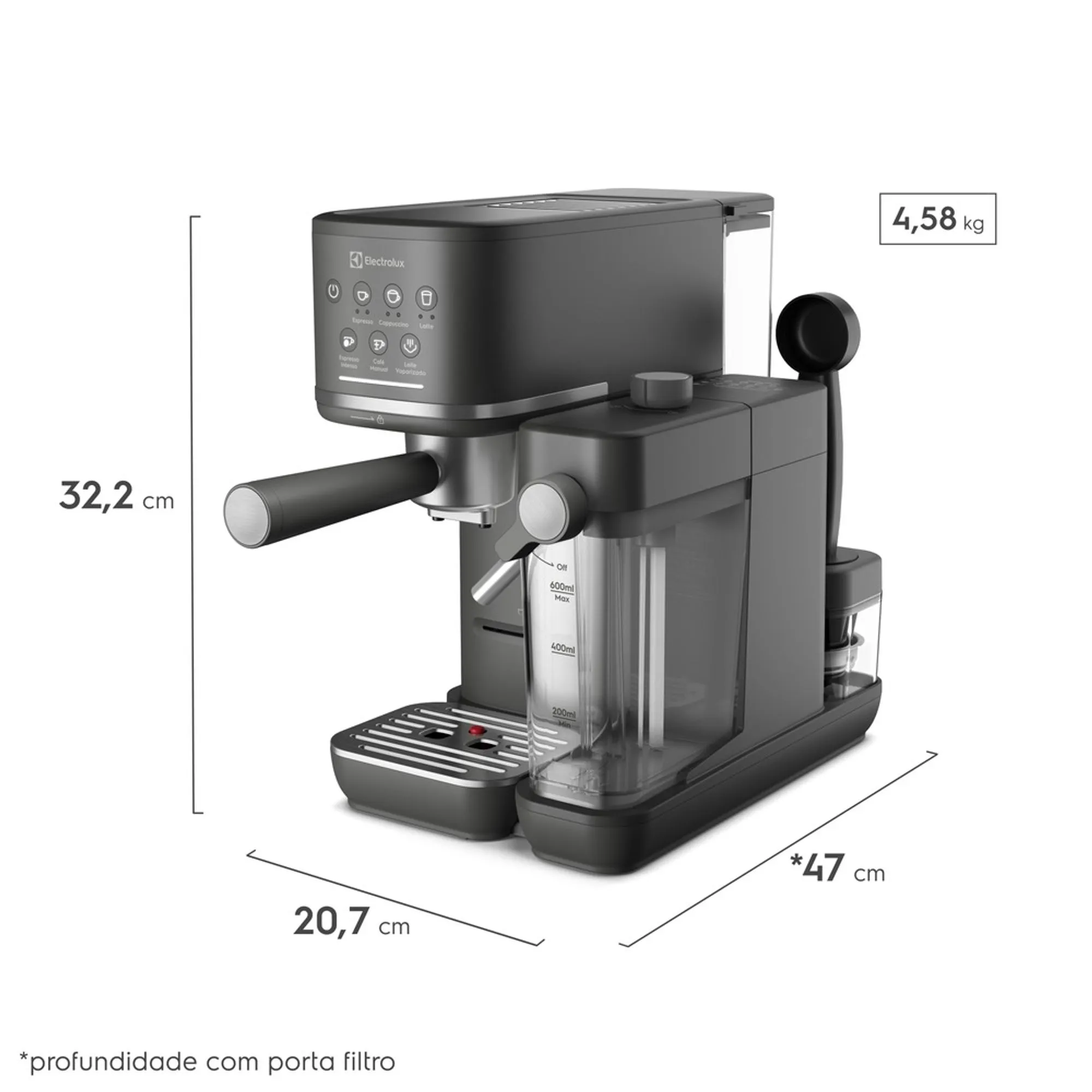 Cafeteira Espresso Electrolux Cápsula, Pó e Sache Experience Vaporizador de Leite Preta (ECM70)