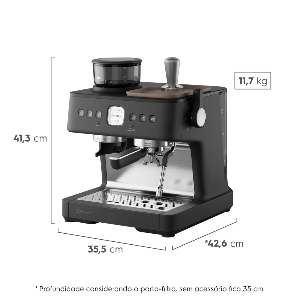 Cafeteira Espresso Electrolux Expert Moedor Integrado e Espumador de Leite Preta (ECM90)