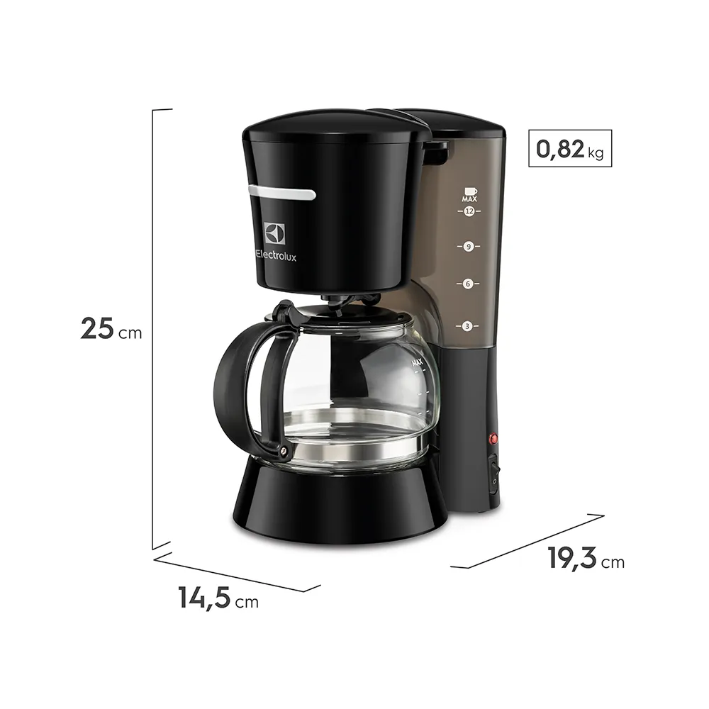 Cafeteira Elétrica Electrolux 12 Xicaras Easyline com Sistema Corta Pingos Preta (CMB31)