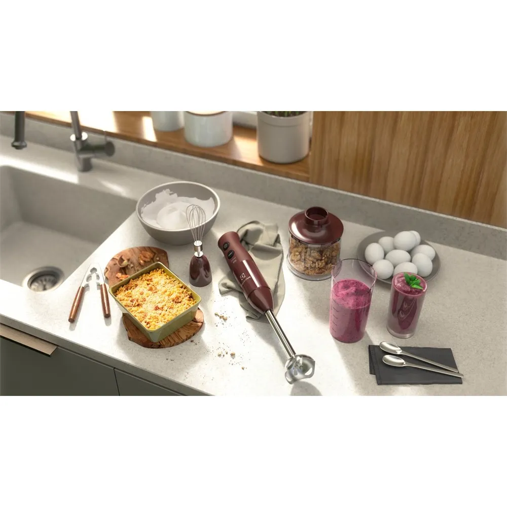 Mixer 3 em 1 Electrolux Vermelho Escuro 600W Haste em Inox e Tecnologia TruFlow (EIB21)