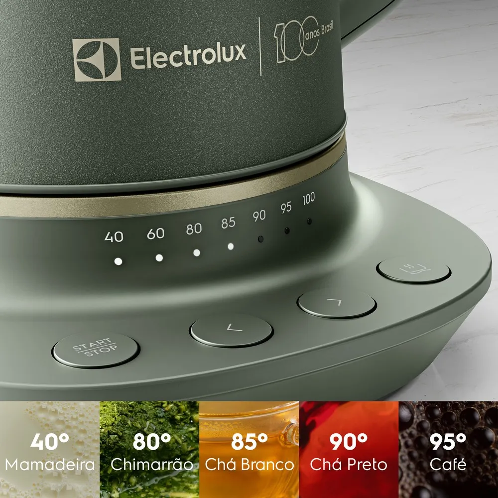 Chaleira Elétrica Electrolux 1,7L Verde Linha 100 anos Celebre Pausas (EKP75)