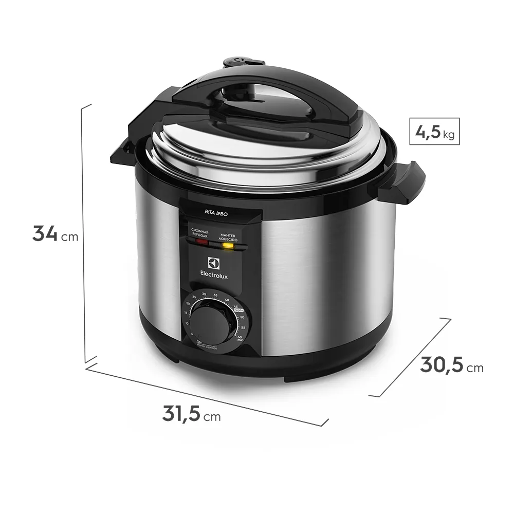 Panela de Pressão Elétrica Electrolux por Rita Lobo 5L Preta Efficient c/ Timer (PCE20)