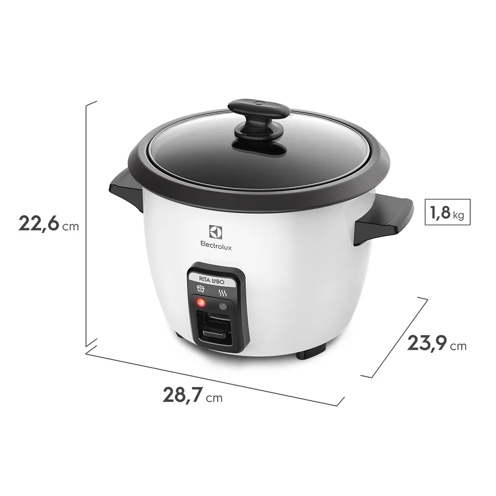 Panela de Arroz Elétrica Electrolux por Rita Lobo 1,3L Branca Efficient (RCB50)
