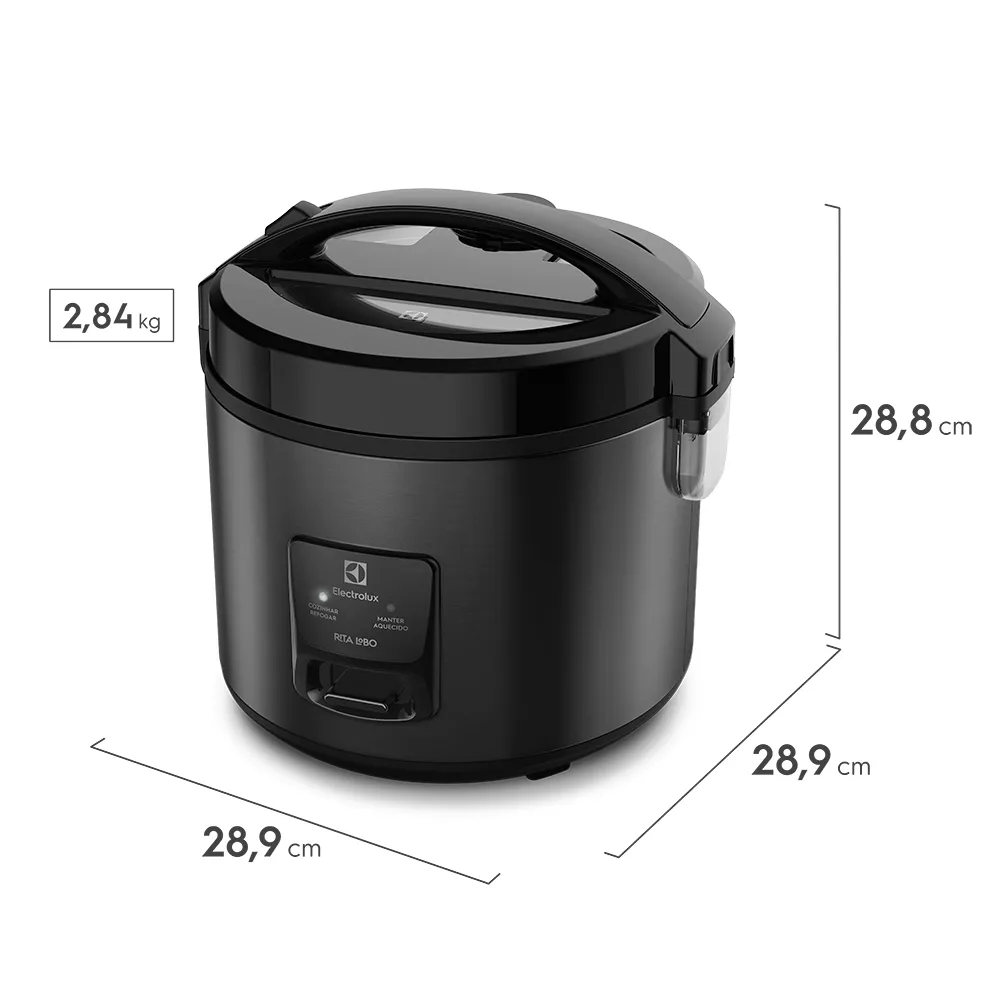 Panela de Arroz Elétrica Electrolux por Rita Lobo 3,5L Preta Efficient Visor Glass (ERC30)