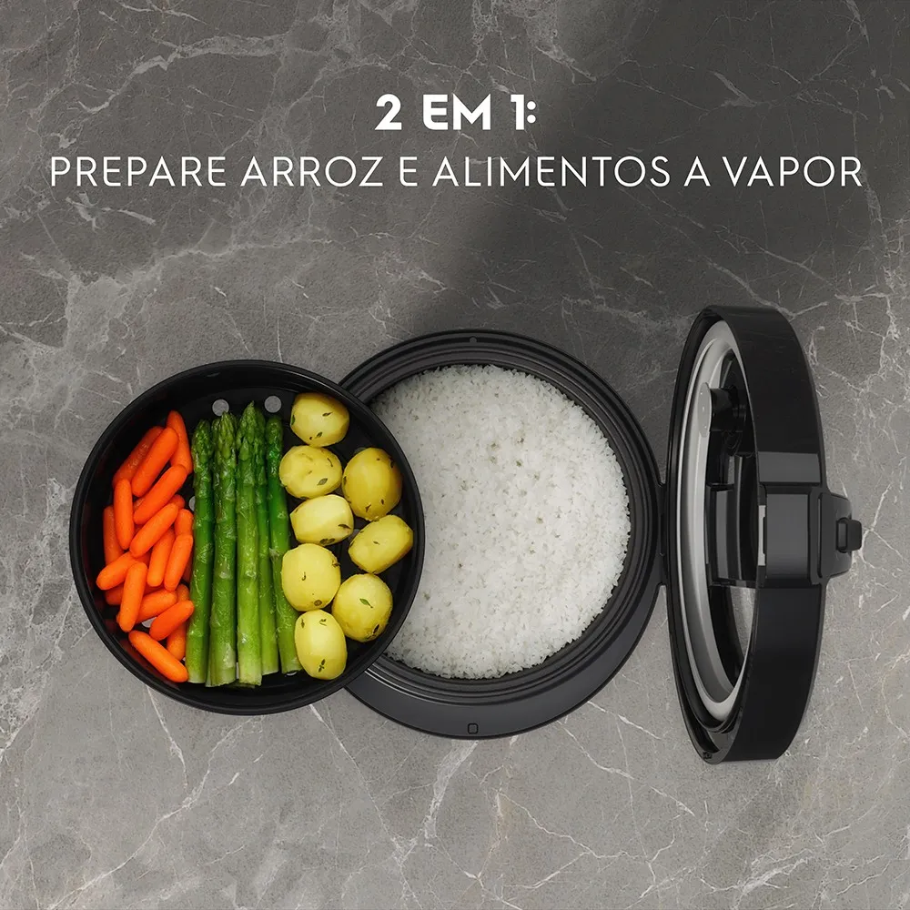 Panela de Arroz Elétrica Electrolux por Rita Lobo 3,5L Preta Efficient Visor Glass (ERC30)