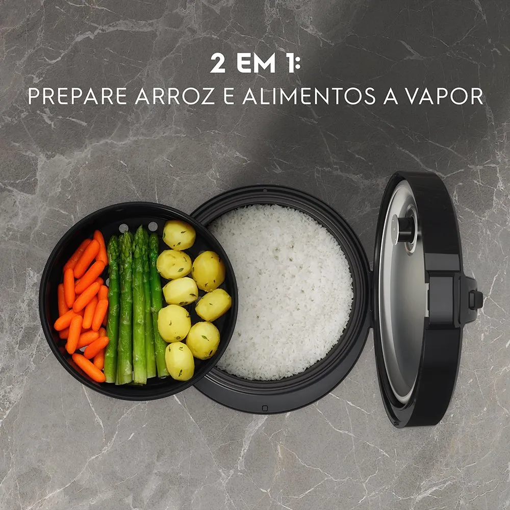 Panela de Arroz Elétrica Electrolux por Rita Lobo 3,5L Preta Efficient 2 em 1 (ERC20)