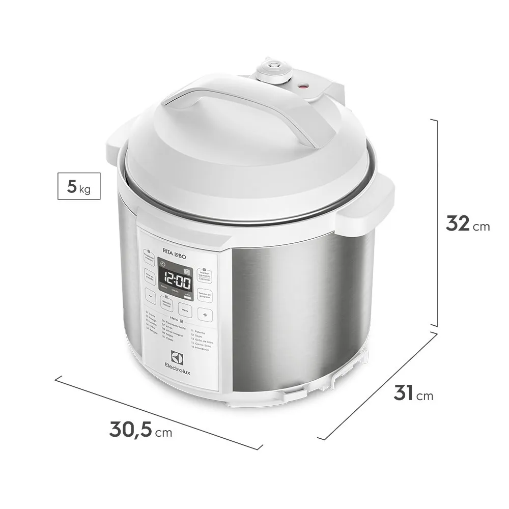 Panela de Pressão Elétrica Electrolux por Rita Lobo 6L Branca Experience Digital (PCC21)