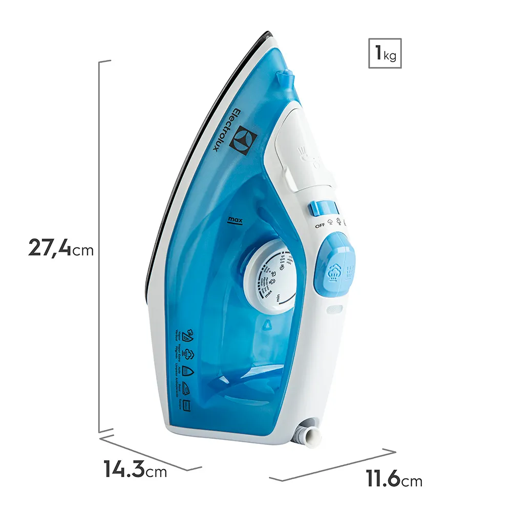 Ferro de Passar Roupa a Vapor e a Seco Electrolux Easyline com Base Antiaderente (SIE60)