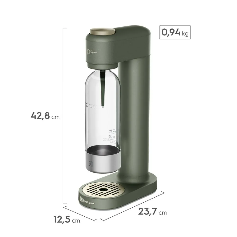 Gaseificador de Água Electrolux Cilindro e Garrafa 1L Verde Linha 100 anos Celebre Frescor (ESM100)