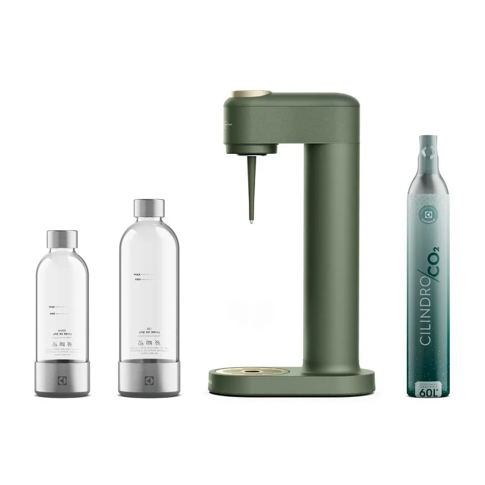 Gaseificador de Água Electrolux Cilindro e Garrafa 1L Verde Linha 100 anos Celebre Frescor (ESM100)
