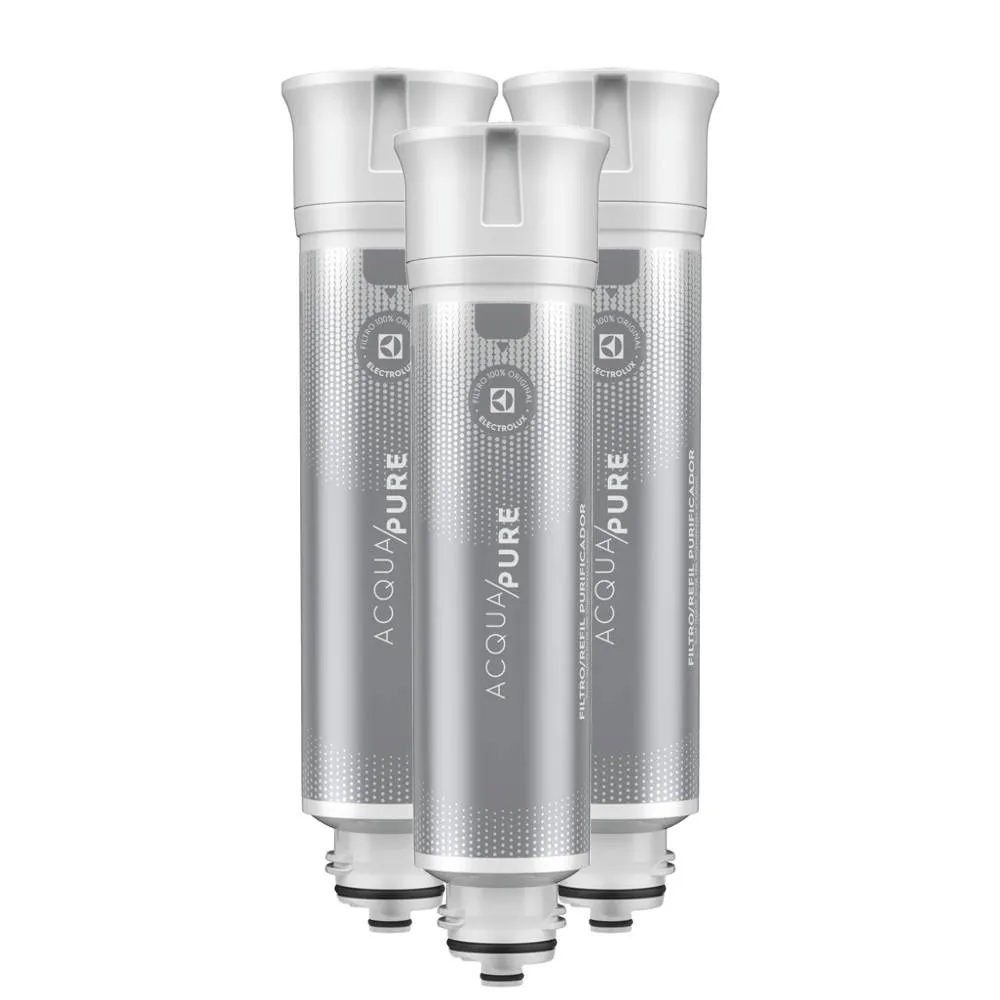 Kit 3 Filtros/Refis Originais de Água Acqua Pure para Purificador Electrolux PC02X/PE12A/PE12B/PE12G/PE12V/PE12P