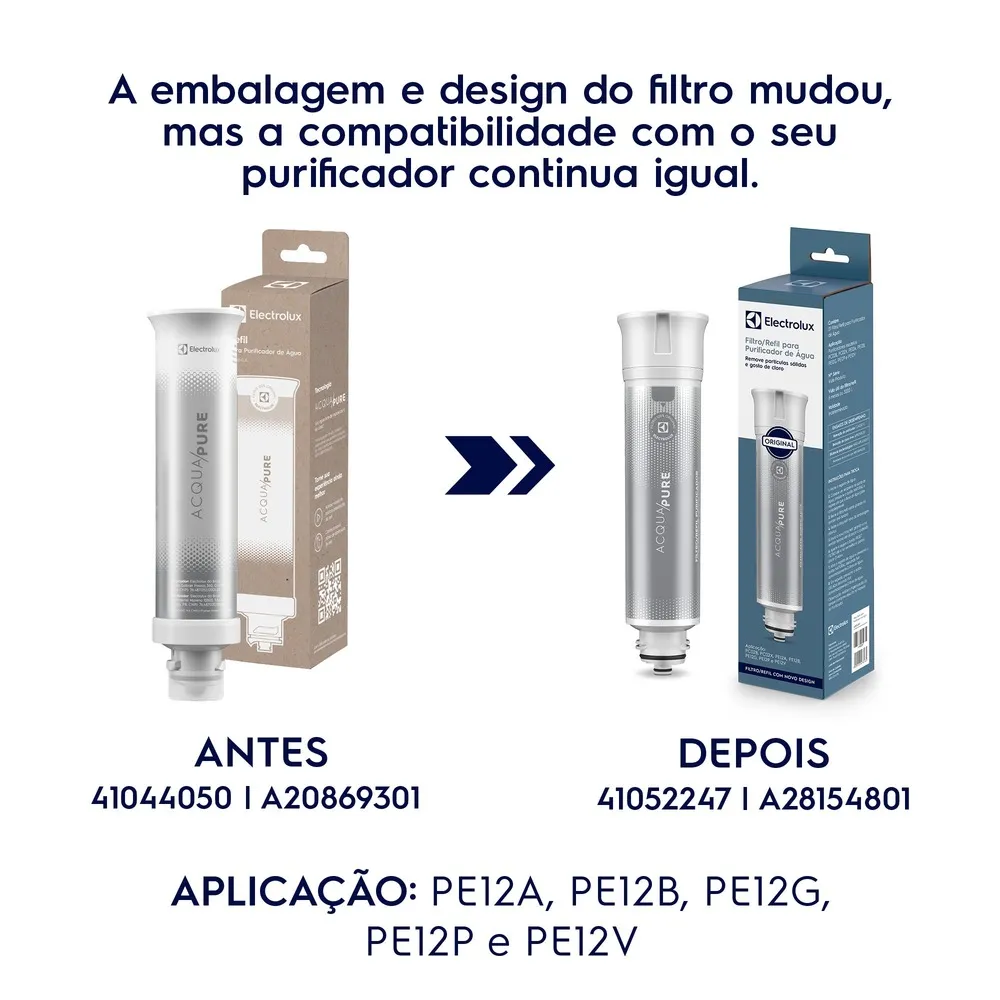 Kit 3 Filtros/Refis Originais de Água Acqua Pure para Purificador Electrolux PC02X/PE12A/PE12B/PE12G/PE12V/PE12P