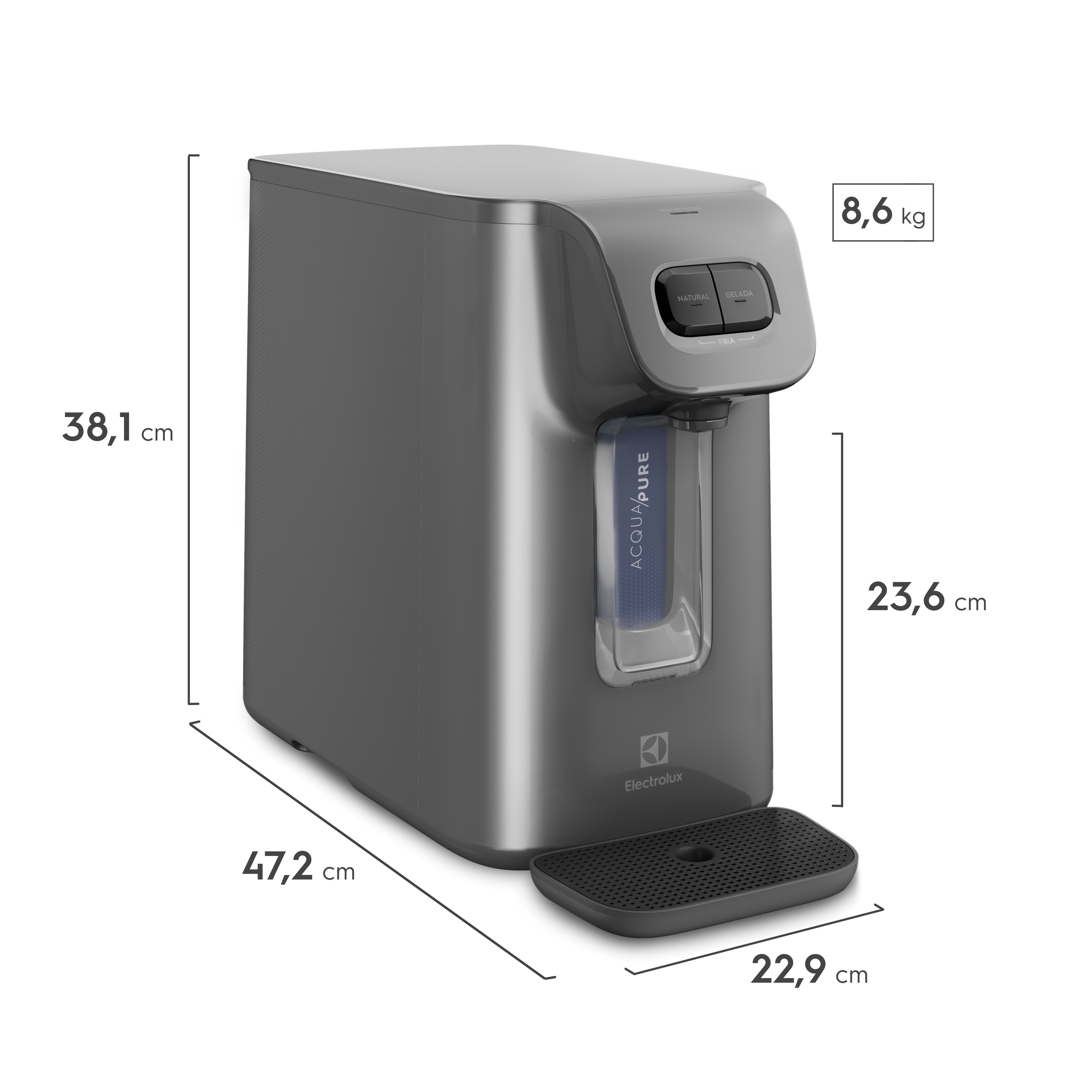 Purificador Electrolux com Compressor Experience Painel Mecânico Grafite (PC01X)