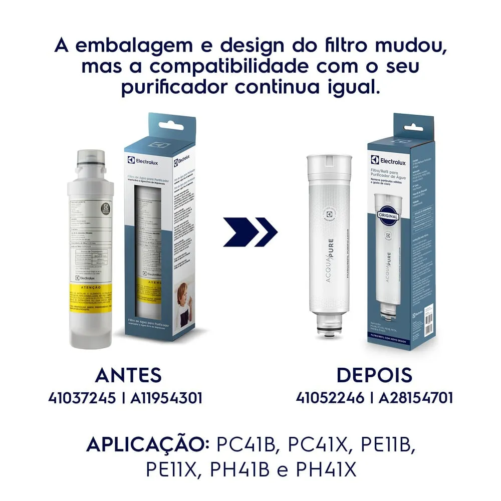 Kit 3 Filtros/Refis Originais de Água para Purificador Electrolux PE11B/PE11X/PC41B/PC41X/PH41B/PH41X