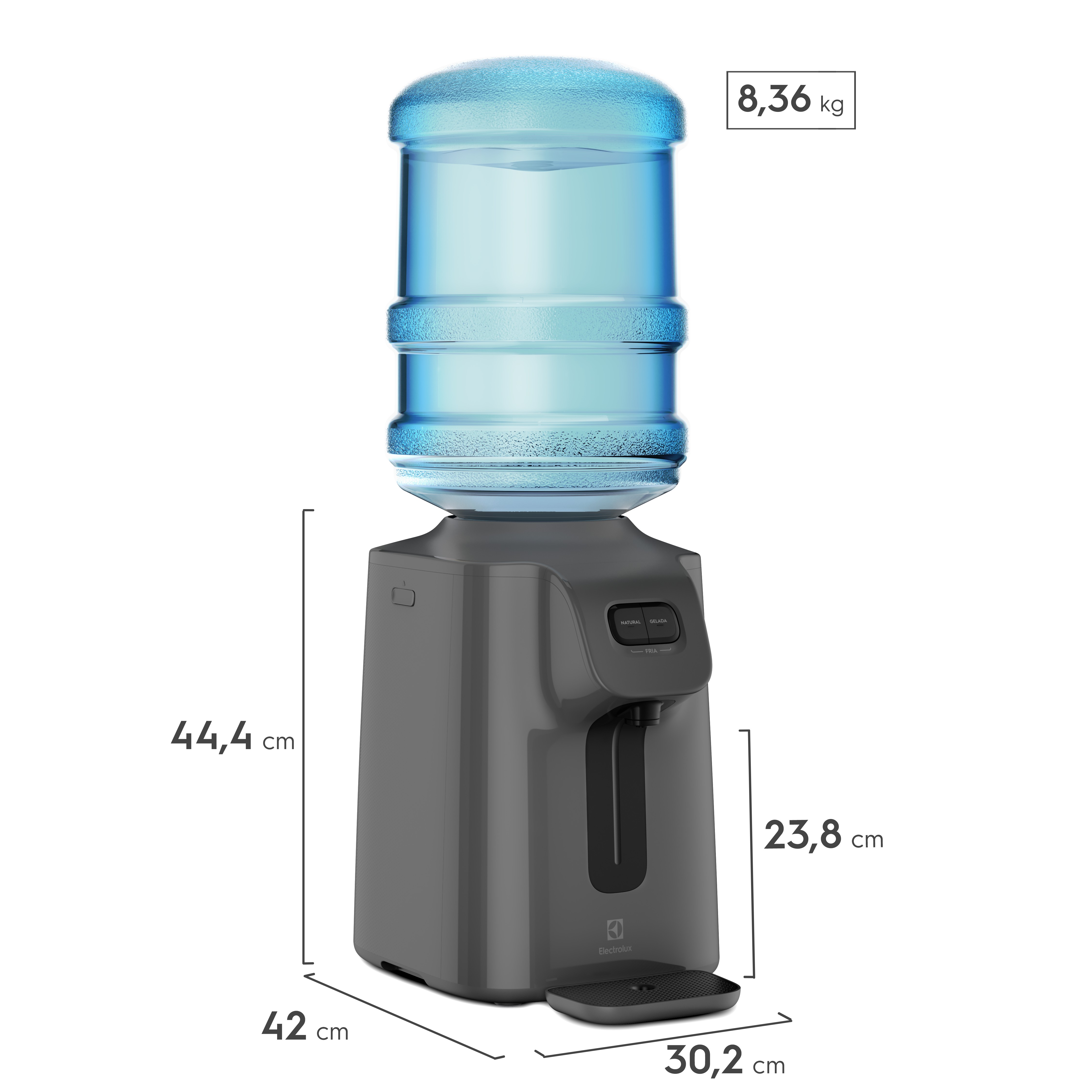 Bebedouro Electrolux Água Gelada, Fria e Natural com Compressor Cinza (BC01X)