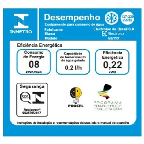 Bebedouro de Água Electrolux Prata com Refrigeração Eletrônica (BE11X)