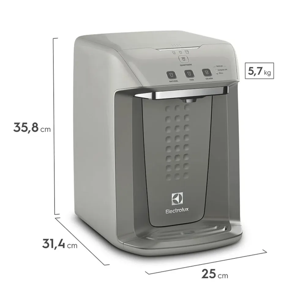 Purificador Electrolux Eletrônico c/ Painel Digital e Filtro Luz UV Bivolt Cinza (PA31G)