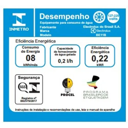 Bebedouro de Água Electrolux Branco com Refrigeração Eletrônica (BE11B)