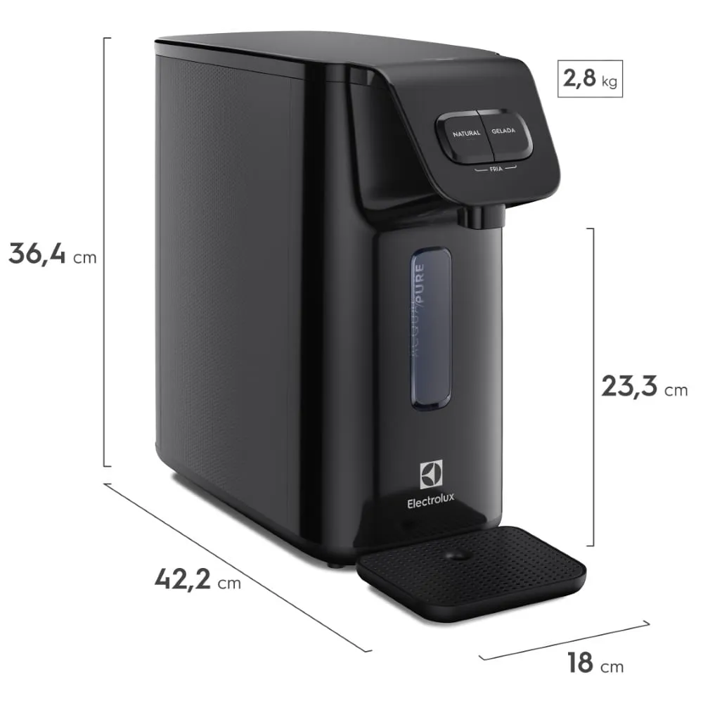 Purificador Electrolux Eletrônico Compacto Efficient Painel Mecânico Bivolt Preto (PE15P)