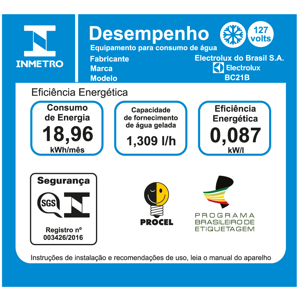 Bebedouro de Água Electrolux Branco com Compressor (BC21B)