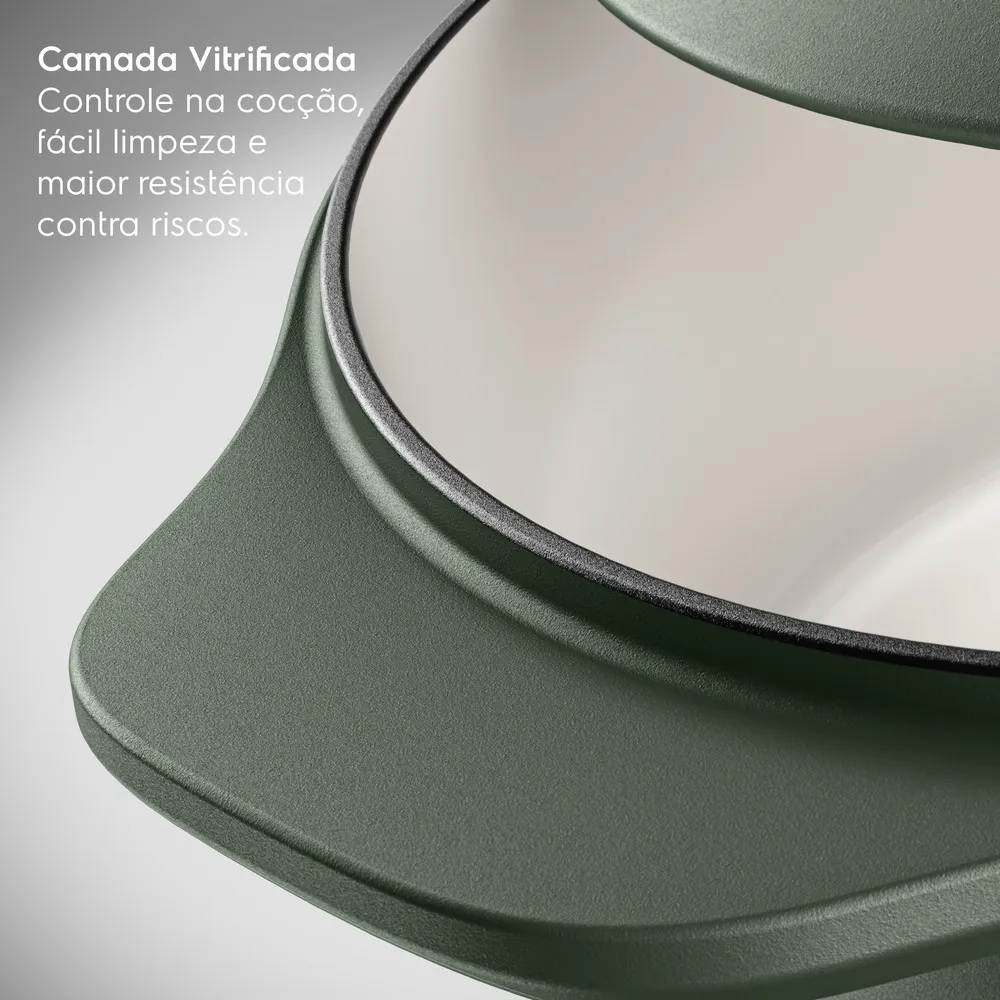 Panela de Ferro Fundido Esmaltado Caçarola Electrolux 24cm verde Linha 100 Anos Celebre Encontros