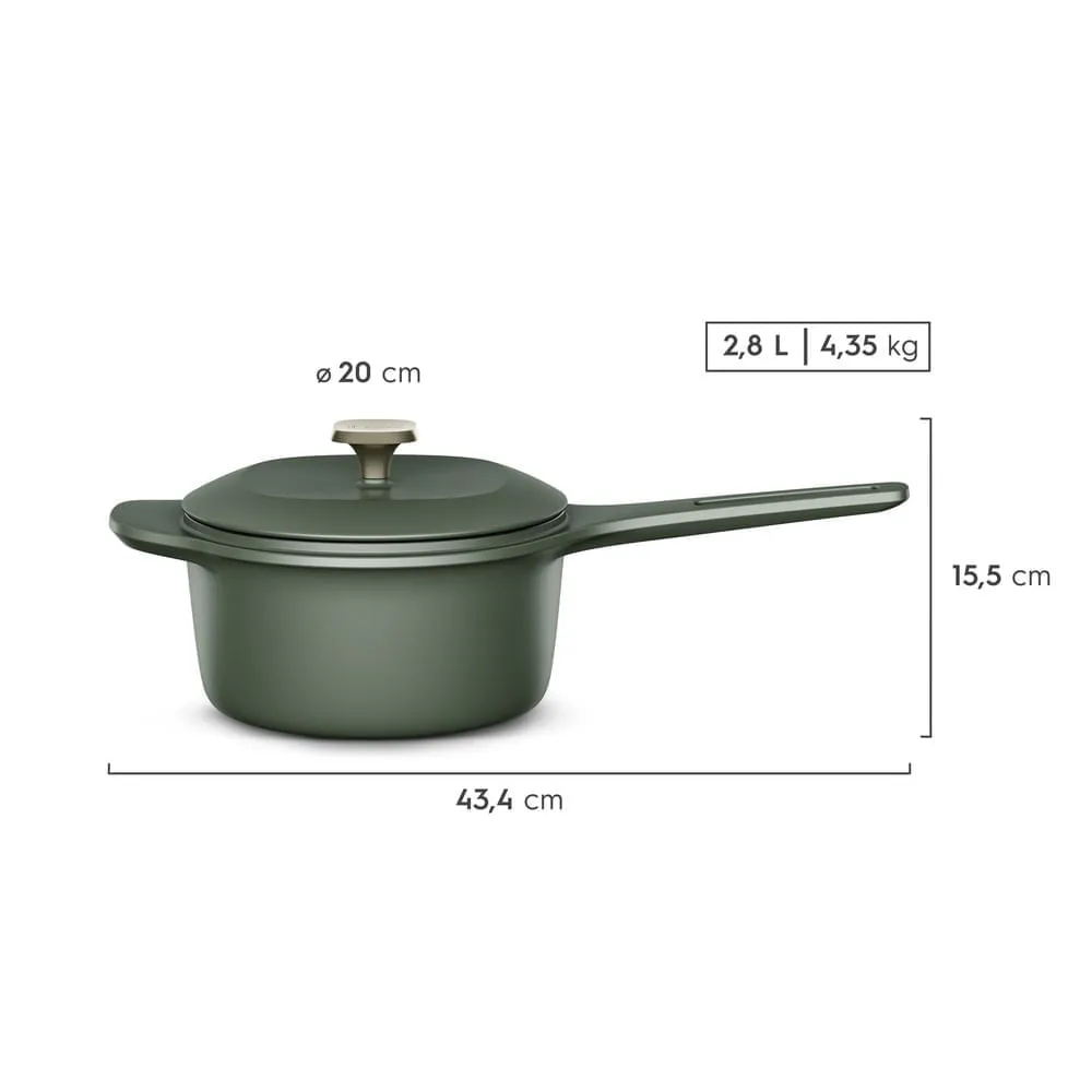 Kit Panela de Ferro Fundido Esmaltado Molheira 20cm + Frigideira de Ferro Fundido Esmaltado Electrolux 26cm verde Linha 100 Anos Celebre Preparos