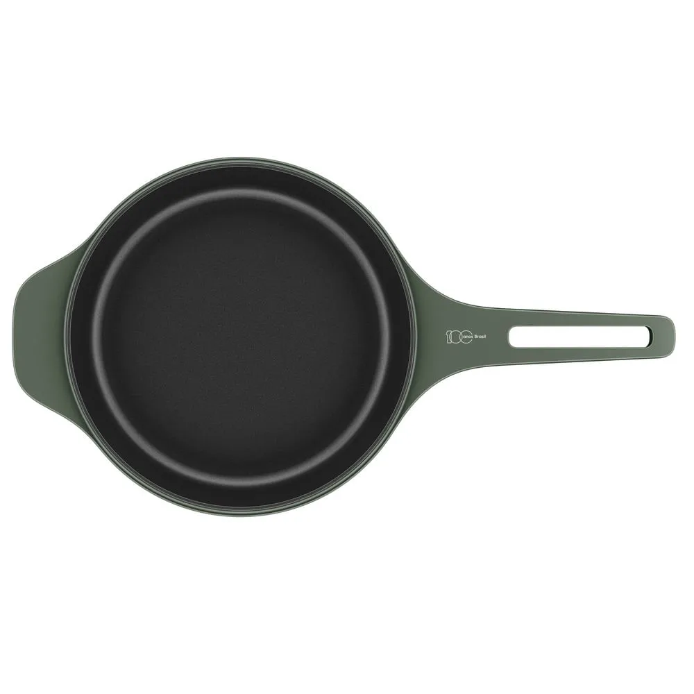 Kit Panela de Ferro Fundido Esmaltado Molheira 20cm + Frigideira de Ferro Fundido Esmaltado Electrolux 26cm verde Linha 100 Anos Celebre Preparos