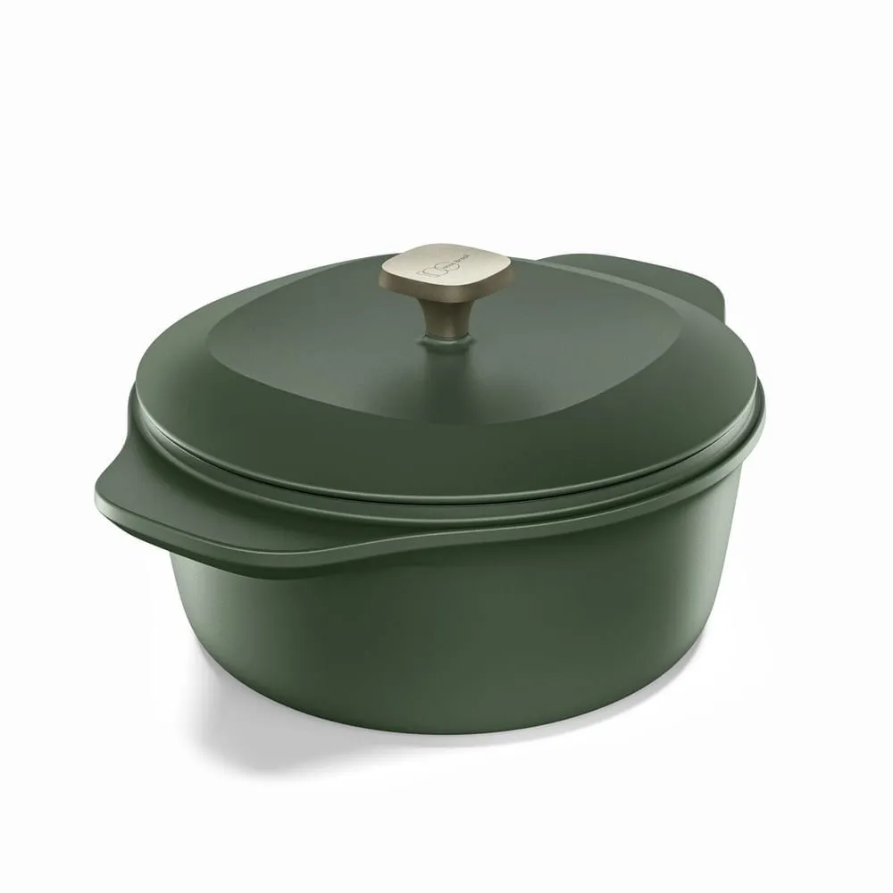 Kit Panela de Ferro Fundido Esmaltado Caçarola Electrolux 24cm + Frigideira de Ferro Fundido Esmaltado Electrolux 26cm verde Linha 100 Anos Celebre
