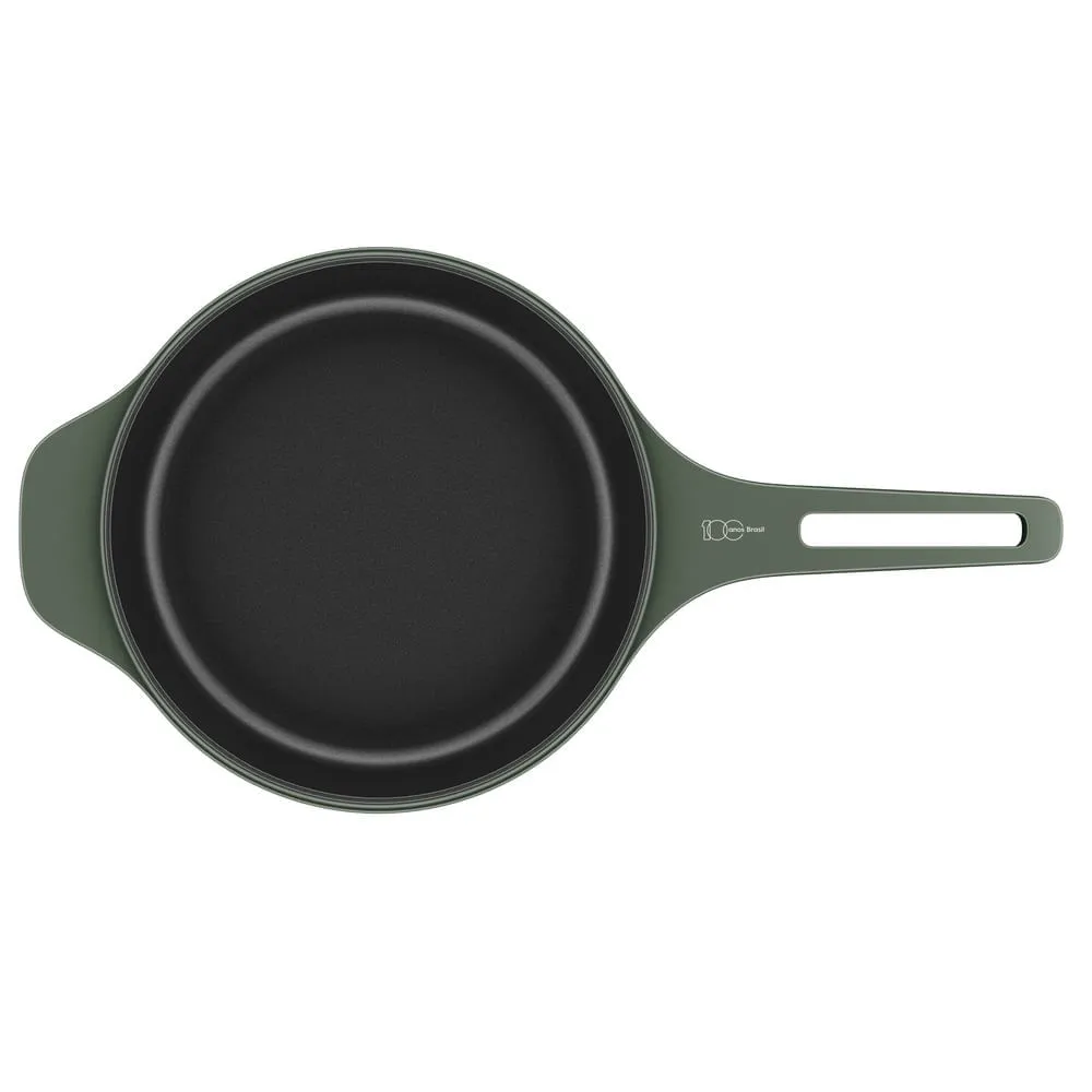 Kit Panela de Ferro Fundido Esmaltado Caçarola Electrolux 24cm + Frigideira de Ferro Fundido Esmaltado Electrolux 26cm verde Linha 100 Anos Celebre