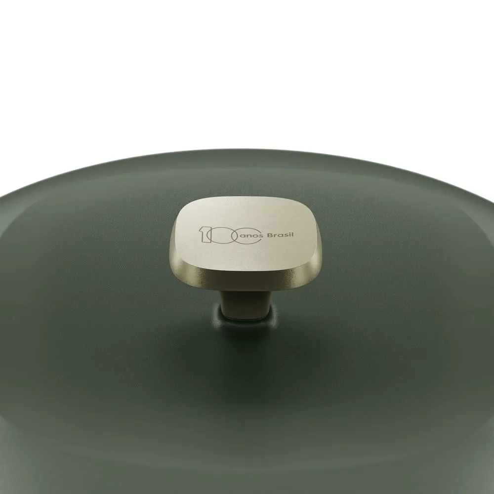 Kit Panela de Ferro Fundido Esmaltado Caçarola Electrolux 24cm + Frigideira de Ferro Fundido Esmaltado Electrolux 26cm verde Linha 100 Anos Celebre