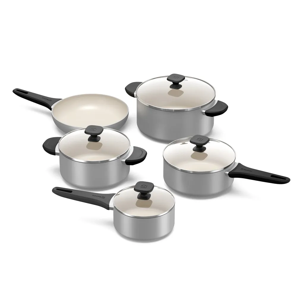 Jogo de Panelas Revestimento Cerâmico Electrolux Cinza Efficient com 5 peças