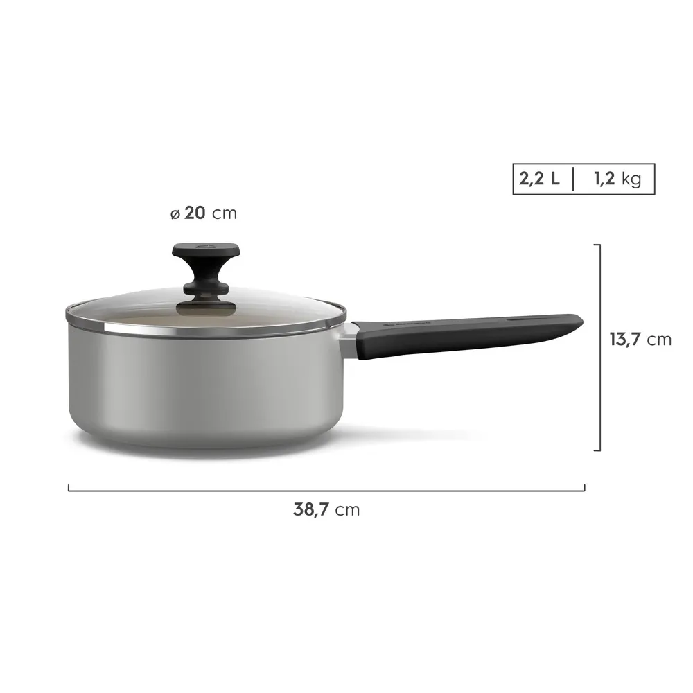 Jogo de Panelas Revestimento Cerâmico Electrolux Cinza Efficient com 5 peças