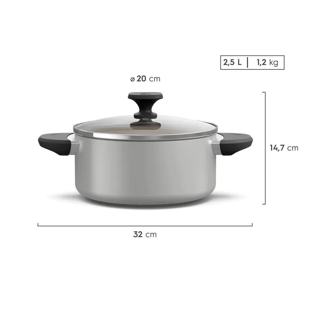 Jogo de Panelas Revestimento Cerâmico Electrolux Cinza Efficient com 5 peças