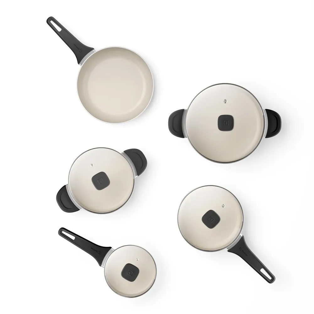 Jogo de Panelas Revestimento Cerâmico Electrolux Cinza Efficient com 5 peças
