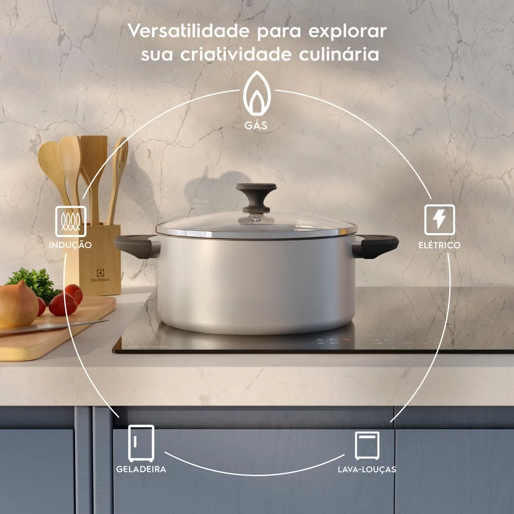 Jogo de Panelas Revestimento Cerâmico Electrolux Cinza Efficient com 5 peças
