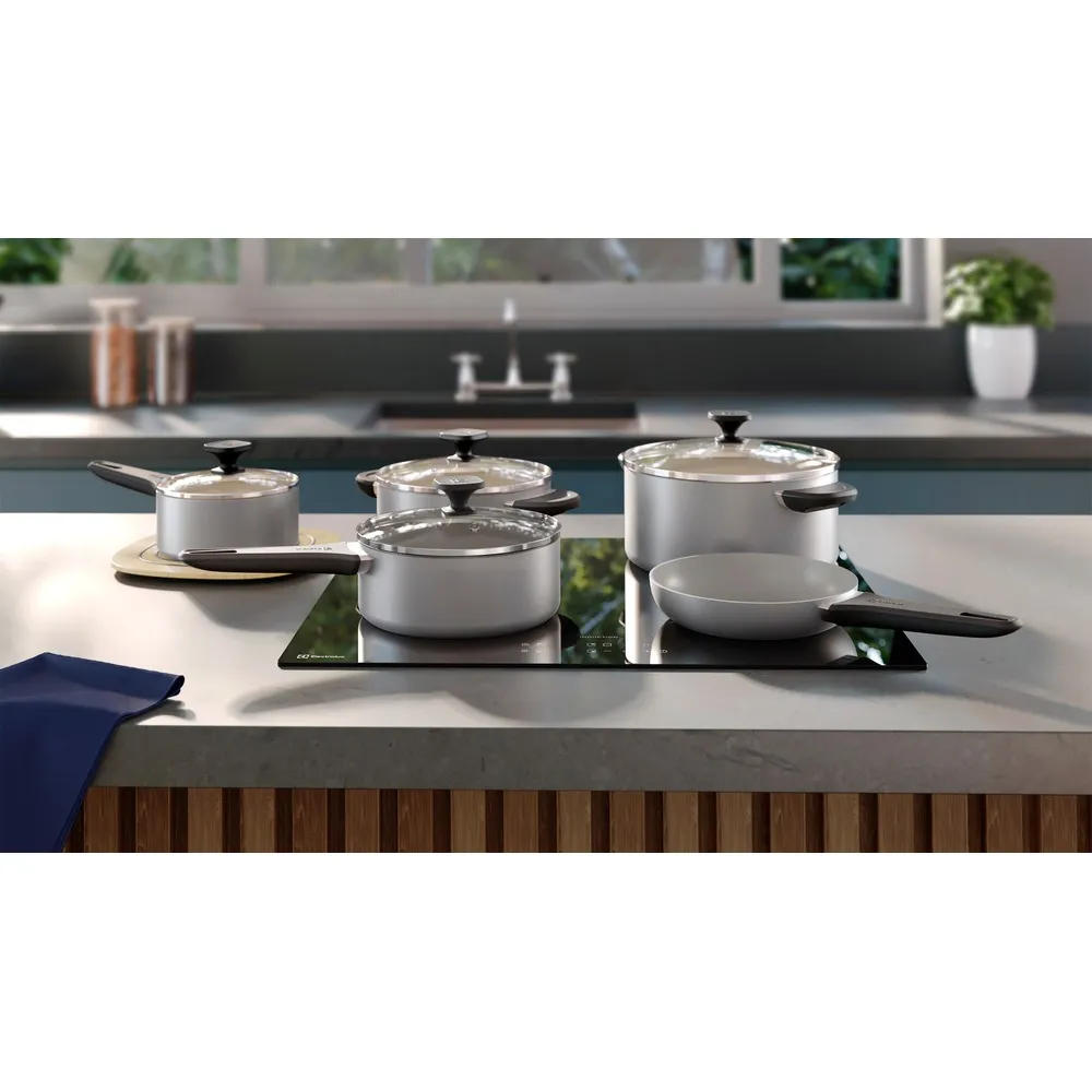 Jogo de Panelas Revestimento Cerâmico Electrolux Cinza Efficient com 5 peças