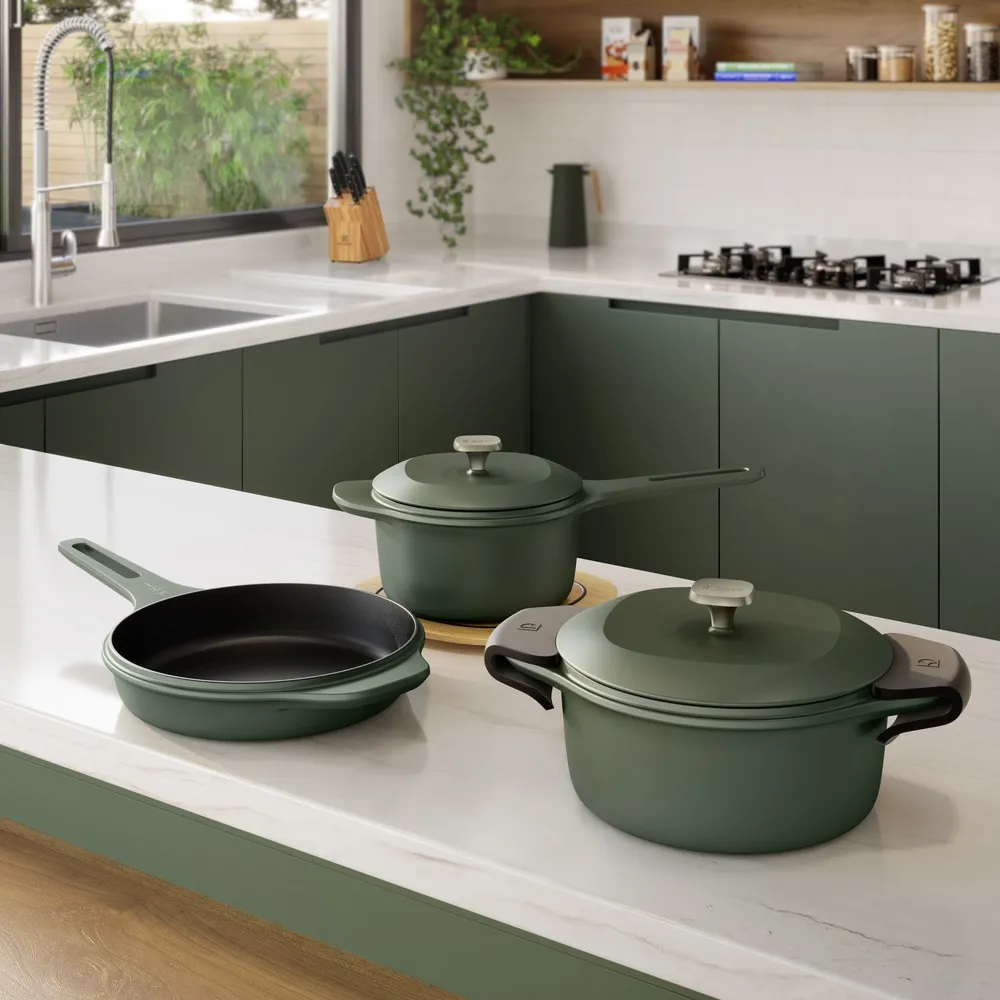 Panela de Ferro Fundido Esmaltado Molheira Electrolux 20cm verde Linha 100 Anos Celebre Temperos