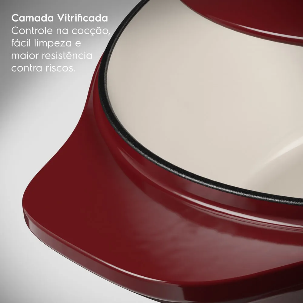 Panela de Ferro Fundido Esmaltado Oval Electrolux Expert 27cm Vermelha